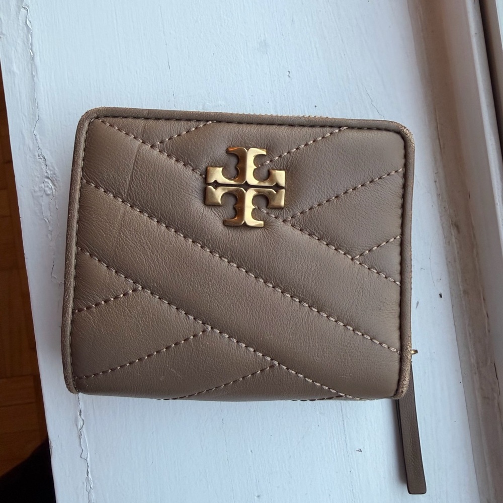 Tory Burch Taupe Quilted Wallet